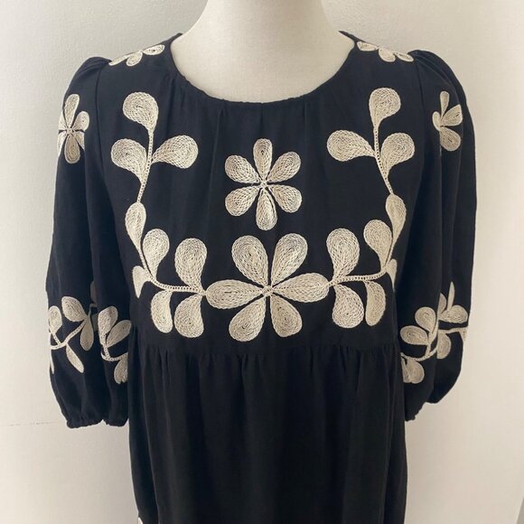 Caroline Constas Embroidered Puff Sleeve Floral Maxi Dress - Picture 2 of 9